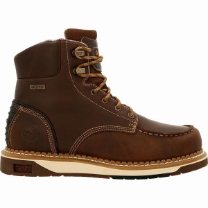 Botte Travail Georgia Boot AMP LT Wedge Imperméables Moc-Embout Homme Marron | PIBJKLF-79