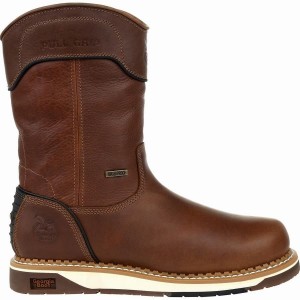 Botte Travail Georgia Boot AMP LT Wedge Imperméables Pull On Homme Marron | AZECYOU-26