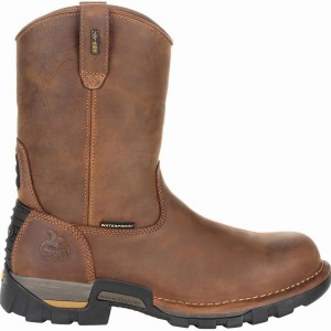 Botte Travail Georgia Boot Eagle One Imperméables Pull On Homme Marron | QMDKOIV-06