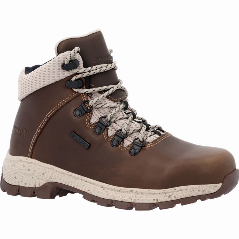 Botte Randonnée Georgia Boot Eagle Trail Alloy Embout Imperméables Femme Marron Foncé | CMDNRHW-63