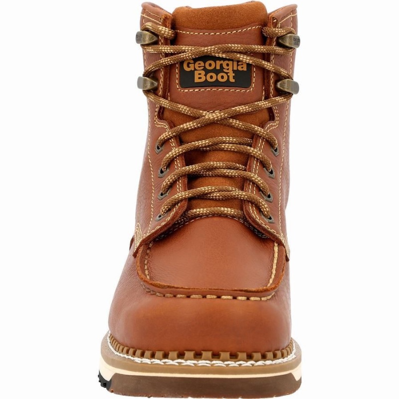 Botte Travail Georgia Boot AMP LT Wedge Moc-Embout Homme Marron | TPSGYZJ-97