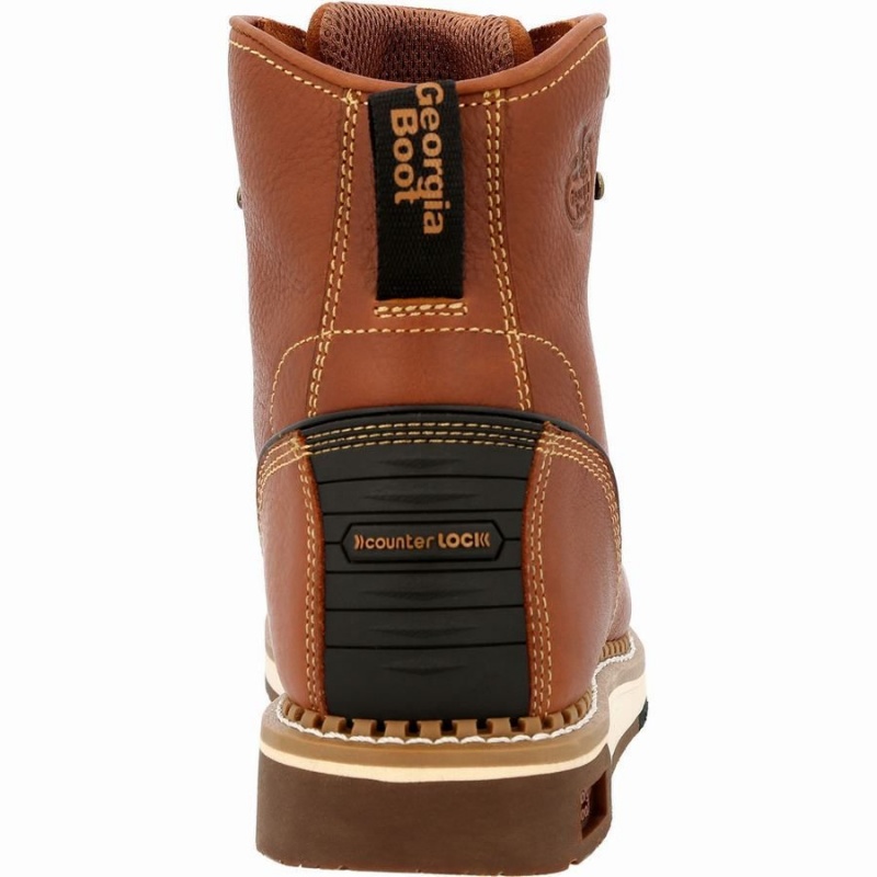 Botte Travail Georgia Boot AMP LT Wedge Moc-Embout Homme Marron | TPSGYZJ-97