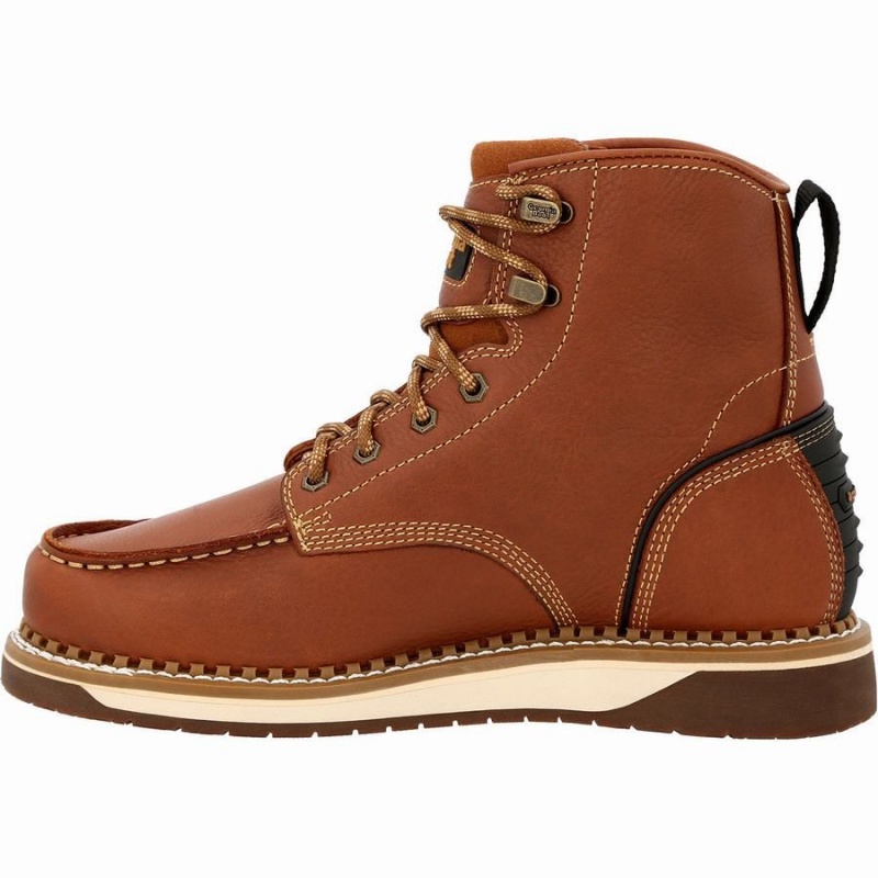 Botte Travail Georgia Boot AMP LT Wedge Moc-Embout Homme Marron | TPSGYZJ-97