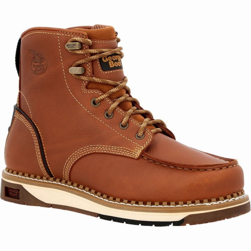 Botte Travail Georgia Boot AMP LT Wedge Moc-Embout Homme Marron | TPSGYZJ-97