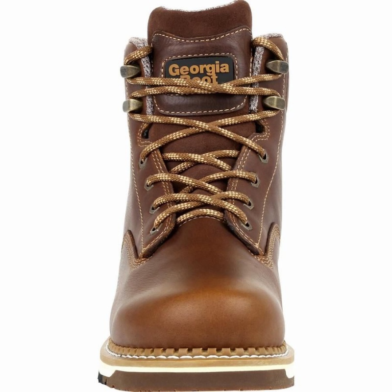 Botte Travail Georgia Boot AMP LT Wedge Steel Embout Imperméables Homme Marron | MXHAFIU-56