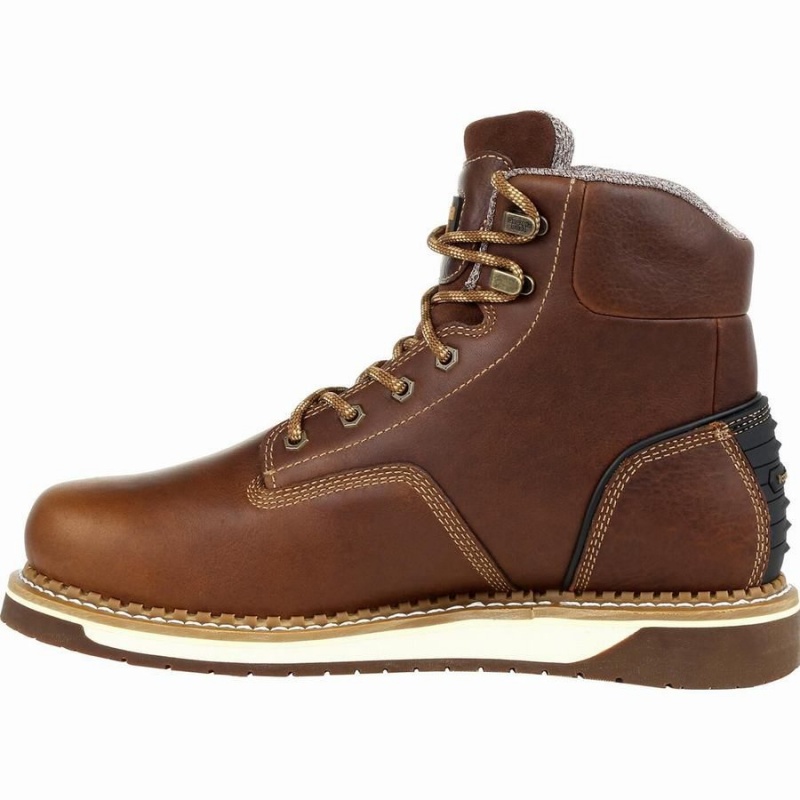 Botte Travail Georgia Boot AMP LT Wedge Steel Embout Imperméables Homme Marron | MXHAFIU-56