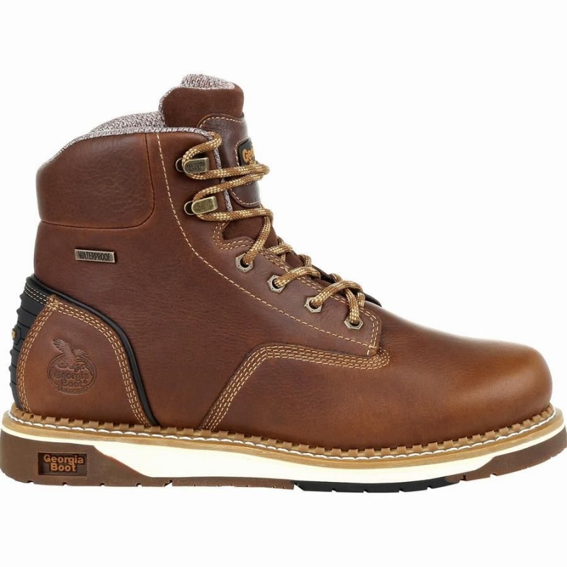 Botte Travail Georgia Boot AMP LT Wedge Steel Embout Imperméables Homme Marron | MXHAFIU-56