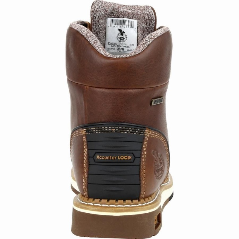 Botte Travail Georgia Boot AMP LT Wedge Imperméables Homme Marron | IQDSMBC-46