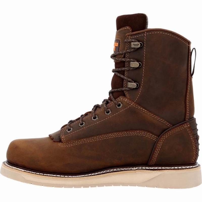 Botte Travail Georgia Boot AMP LT Wedge Imperméables Homme Marron | PYIENAS-74