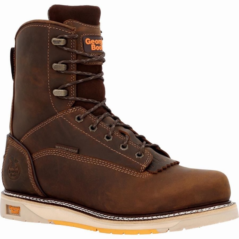 Botte Travail Georgia Boot AMP LT Wedge Imperméables Homme Marron | PYIENAS-74