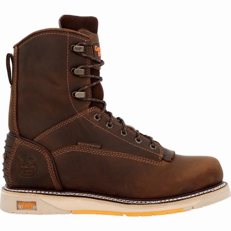 Botte Travail Georgia Boot AMP LT Wedge Imperméables Homme Marron | PYIENAS-74