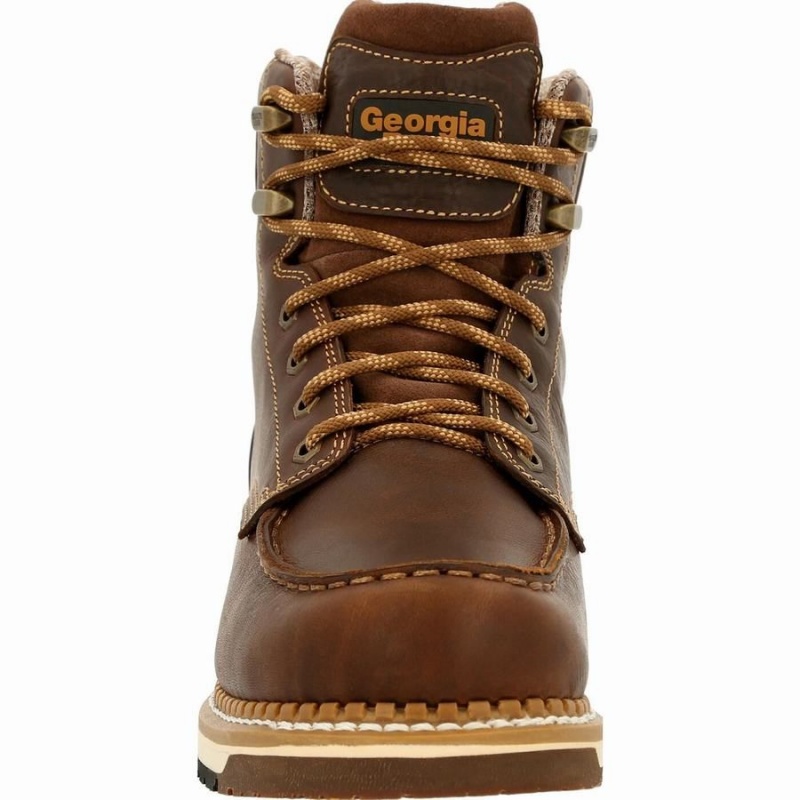 Botte Travail Georgia Boot AMP LT Wedge Imperméables Moc-Embout Homme Marron | PIBJKLF-79