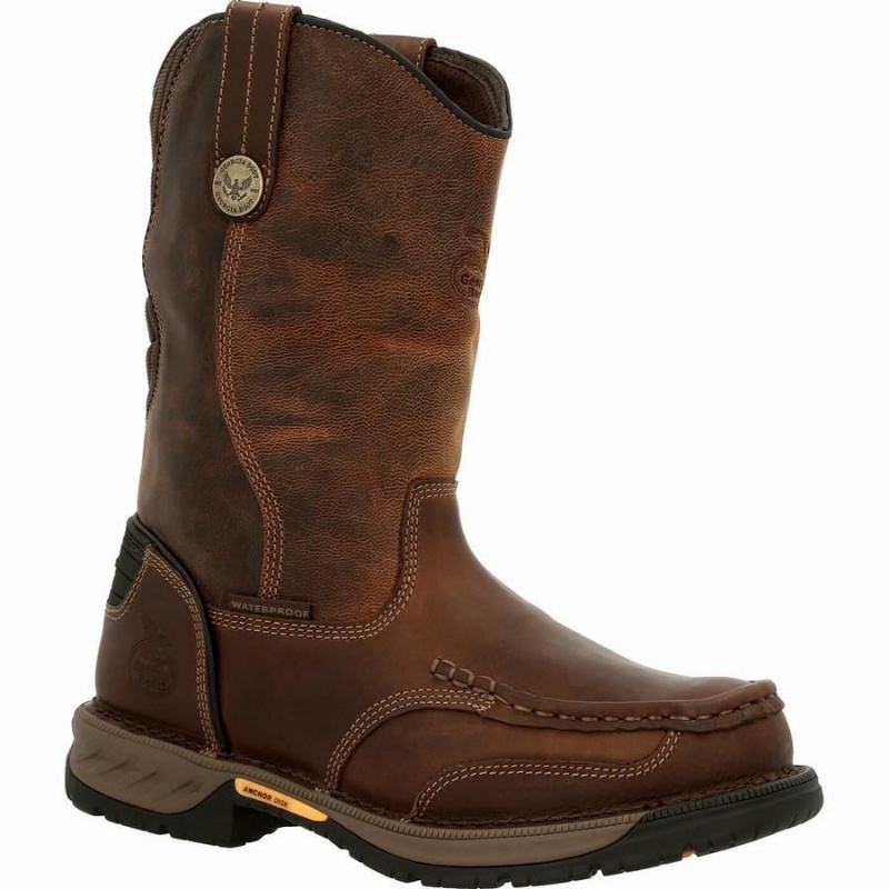 Botte Travail Georgia Boot Athens 360 Imperméables Pull-On Homme Marron | SUIXWCR-51