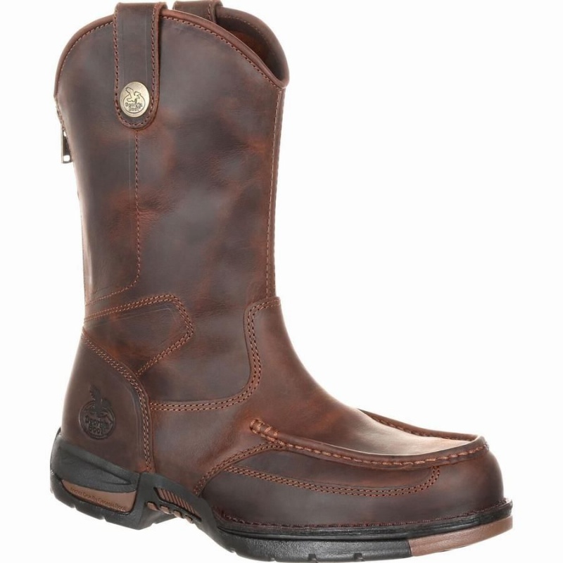 Botte Travail Georgia Boot Athens Pull-On Homme Marron | VTABMQW-51