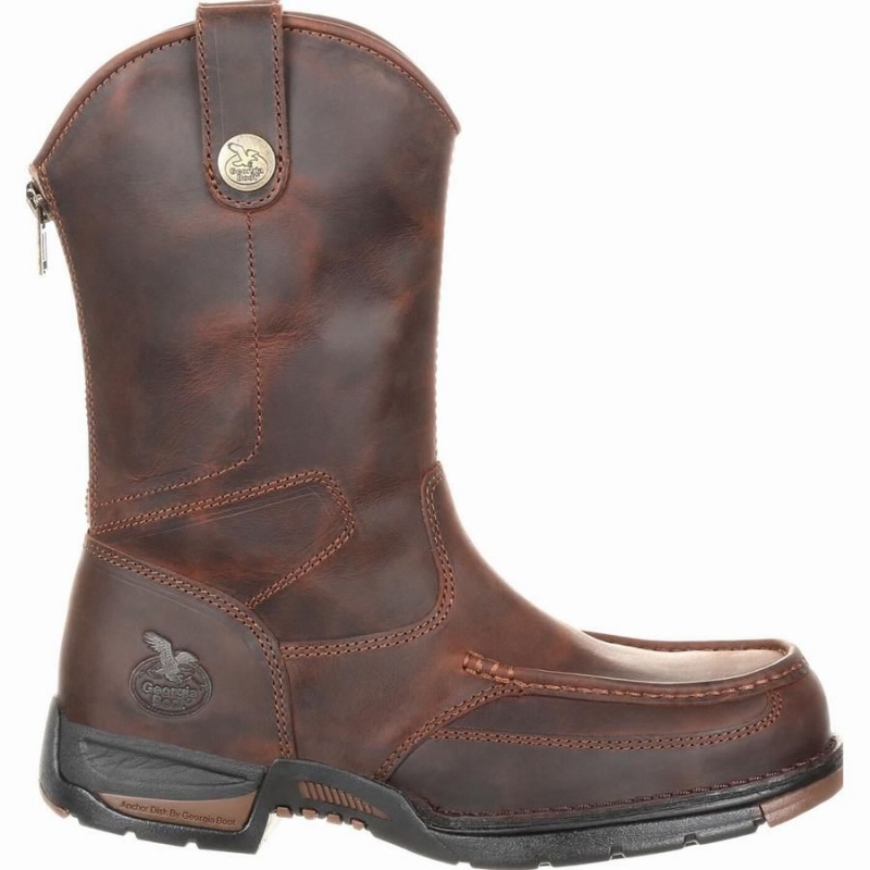 Botte Travail Georgia Boot Athens Pull-On Homme Marron | VTABMQW-51