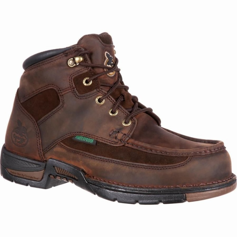 Botte Travail Georgia Boot Athens Steel Embout Imperméables Homme Marron | QLTRAIC-07