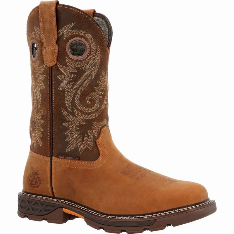 Botte Travail Georgia Boot Carbo-Tec FLX Alloy Embout Imperméables Pull-on Homme Marron | BONPJUG-65