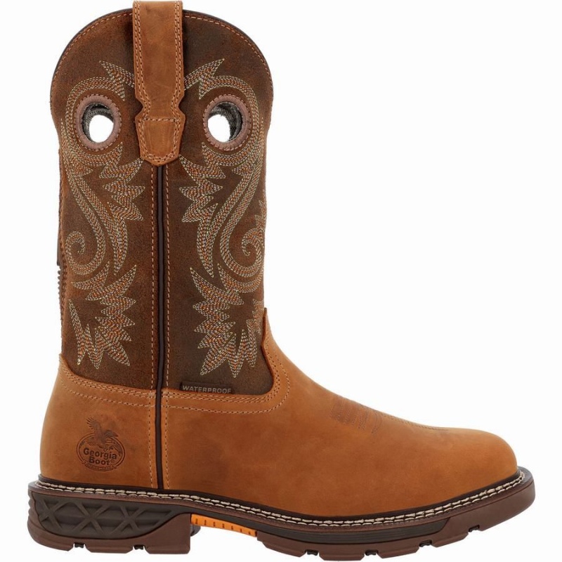 Botte Travail Georgia Boot Carbo-Tec FLX Alloy Embout Imperméables Pull-on Homme Marron | BONPJUG-65