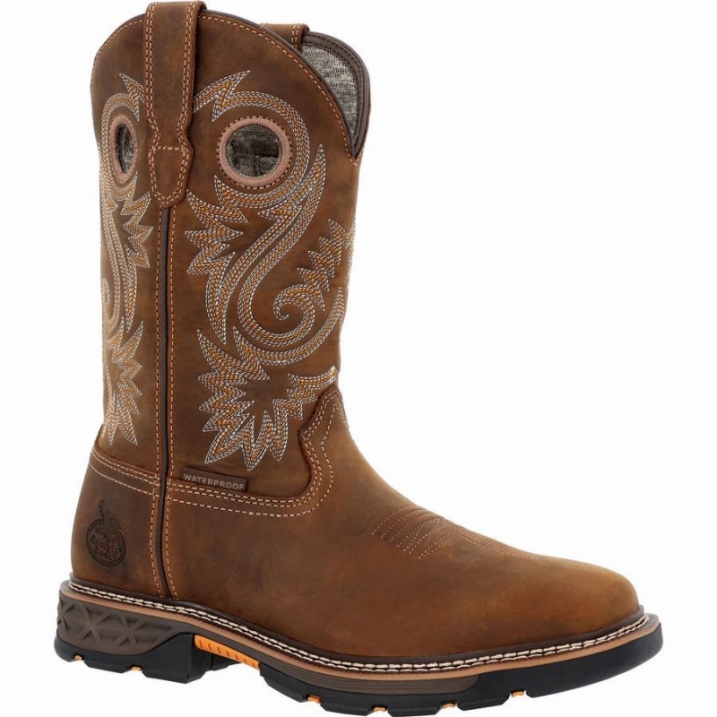 Botte Travail Georgia Boot Carbo-Tec FLX Alloy Embout Imperméables Pull-on Homme Marron | EMYVUOS-24