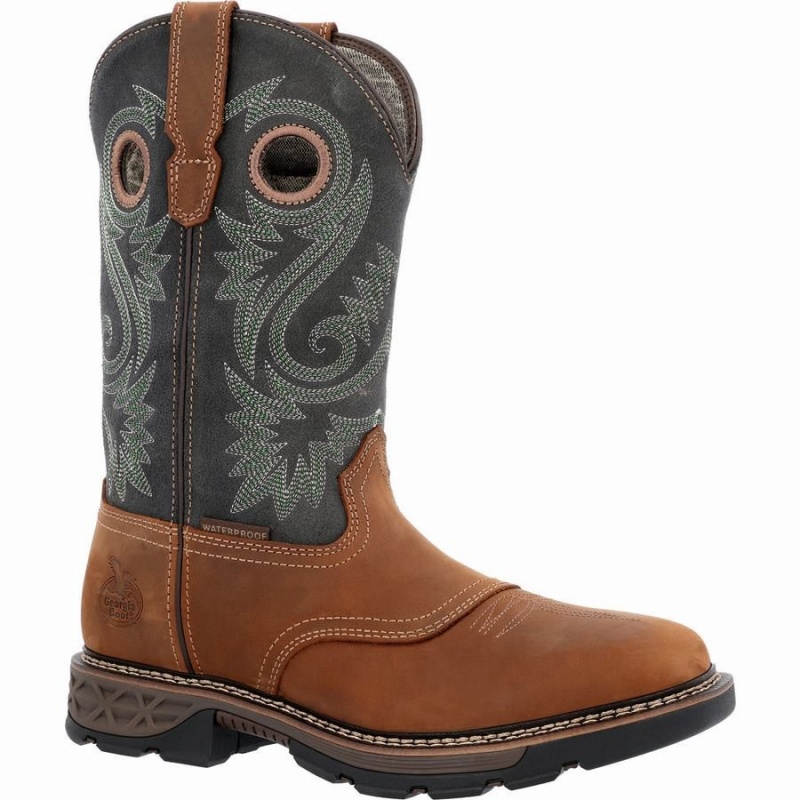 Botte Travail Georgia Boot Carbo-Tec FLX Imperméables Pull-on Homme Marron | FKRGIVE-28