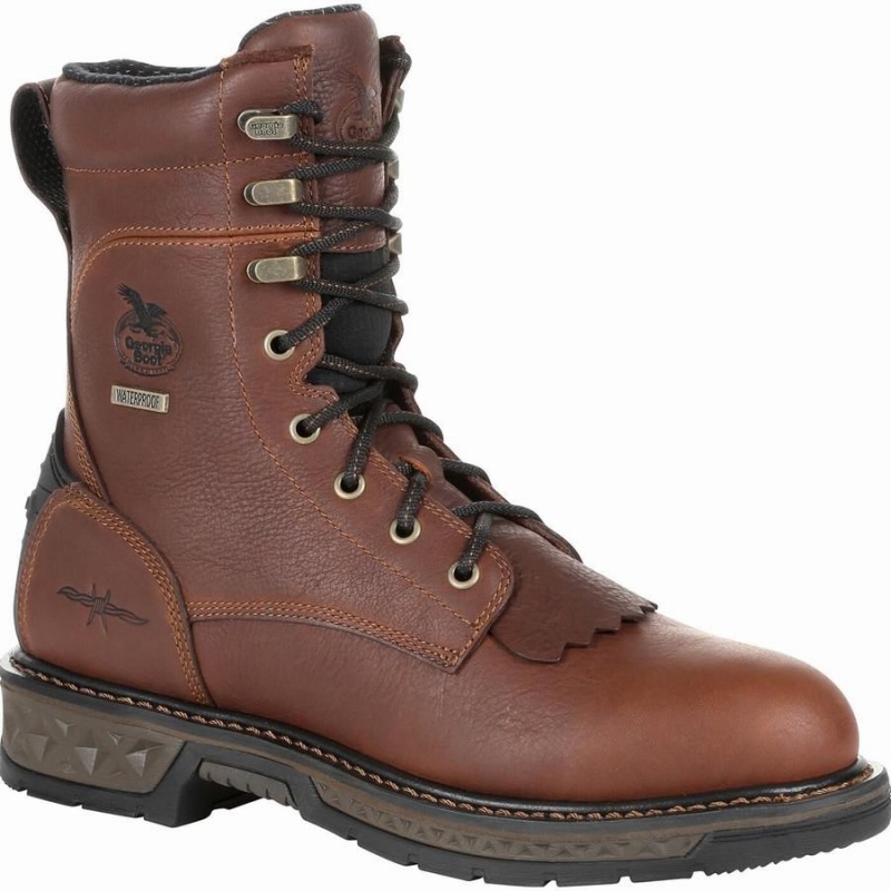 Botte Travail Georgia Boot Carbo-Tec LT Imperméables Lacer Homme Marron | SQGWMNP-31