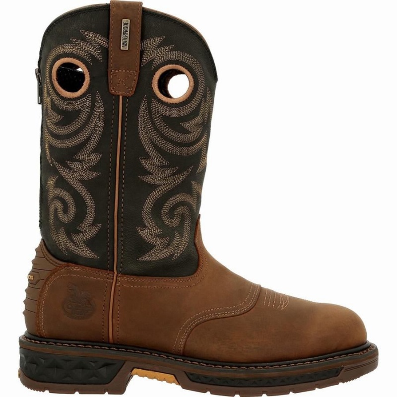 Botte Travail Georgia Boot Carbo-Tec LT Imperméables Pull-On Homme Marron | HWVOGSJ-41