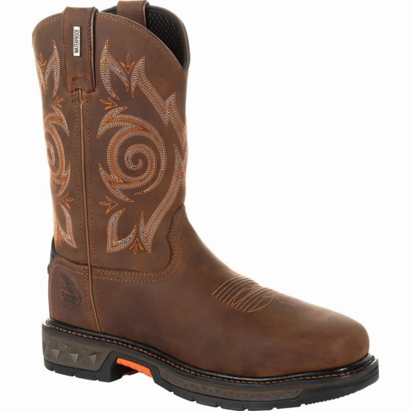 Botte Travail Georgia Boot Carbo-Tec LT Steel Embout Imperméables Pull On Homme Marron | OHLUDIF-51