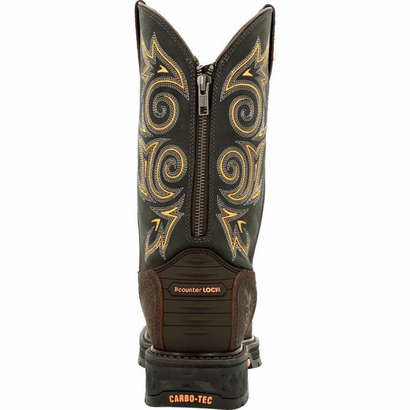 Botte Travail Georgia Boot Carbo-Tec LT Steel Embout Imperméables Pull-On Homme Marron Bleu Marine | KFAJYHZ-98