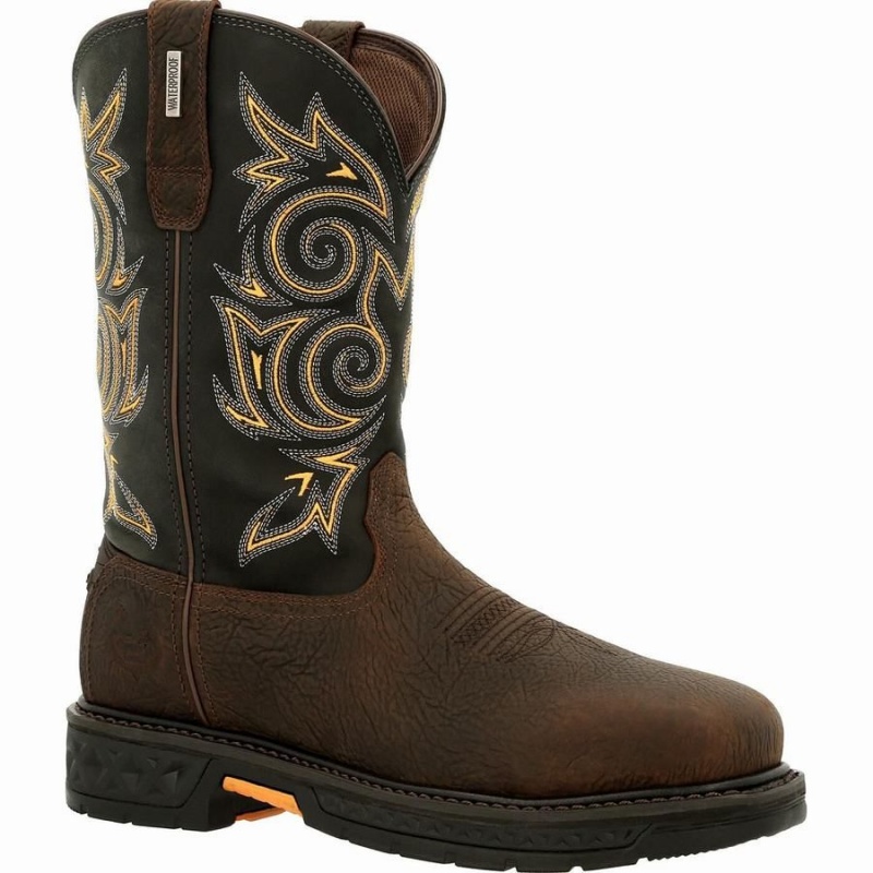 Botte Travail Georgia Boot Carbo-Tec LT Steel Embout Imperméables Pull-On Homme Marron Bleu Marine | KFAJYHZ-98