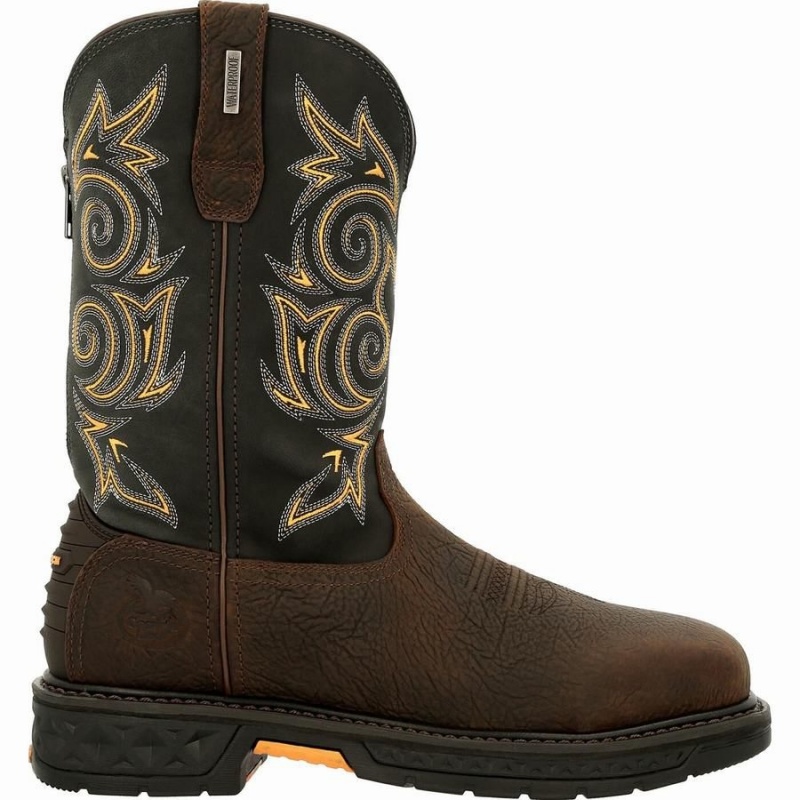 Botte Travail Georgia Boot Carbo-Tec LT Steel Embout Imperméables Pull-On Homme Marron Bleu Marine | KFAJYHZ-98