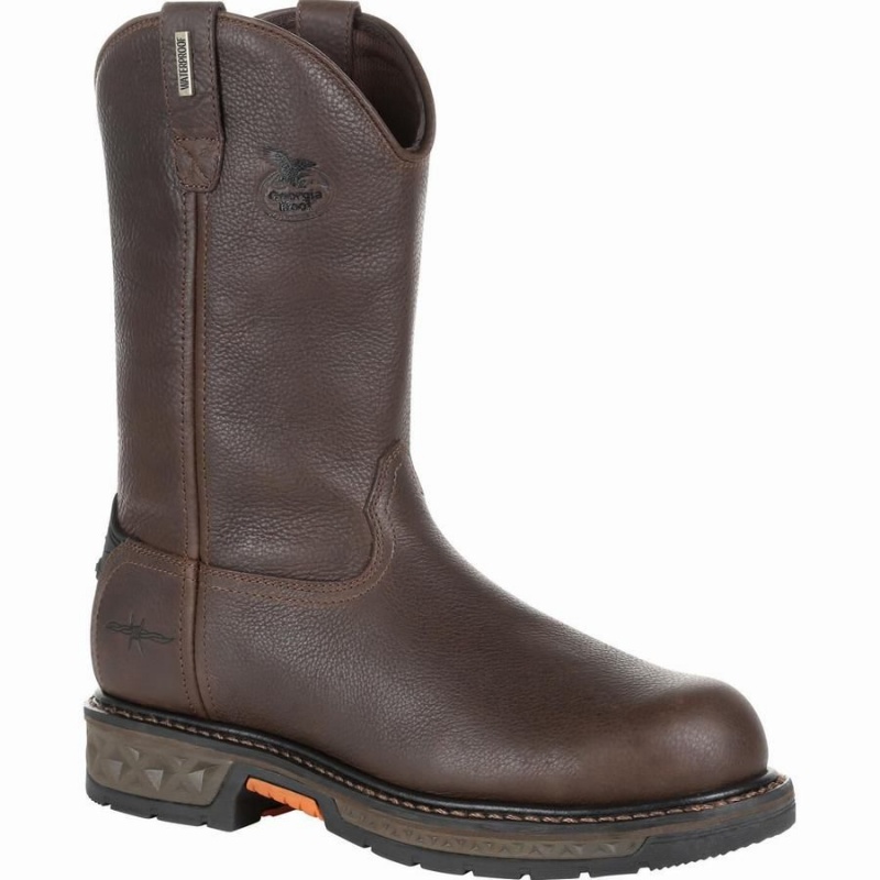 Botte Travail Georgia Boot Carbo-Tec LT Steel Embout Imperméables Pull-On Homme Marron | FRQZMUE-24