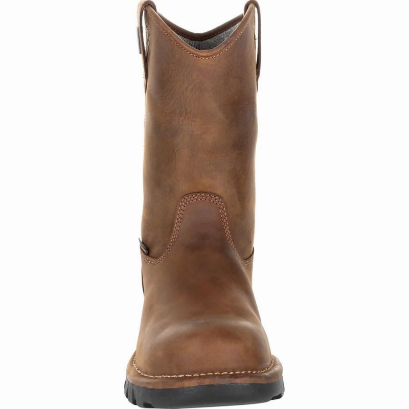 Botte Travail Georgia Boot Eagle One Imperméables Pull On Homme Marron | QMDKOIV-06