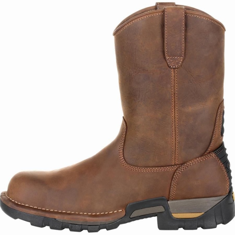 Botte Travail Georgia Boot Eagle One Imperméables Pull On Homme Marron | QMDKOIV-06