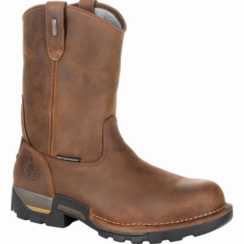 Botte Travail Georgia Boot Eagle One Imperméables Pull On Homme Marron | QMDKOIV-06