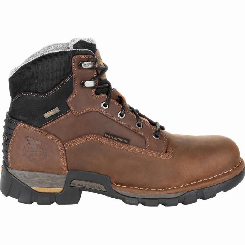 Botte Travail Georgia Boot Eagle One Steel Embout Imperméables Homme Marron | YQACKHL-26