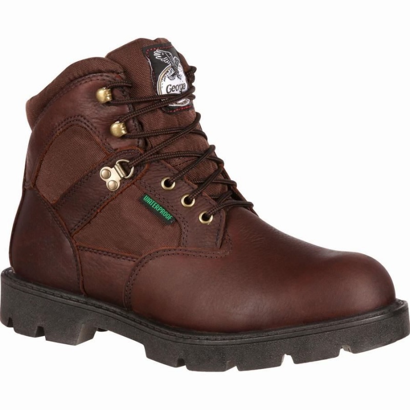 Botte Travail Georgia Boot Homeland Imperméables Homme Marron | QSOLMVA-82