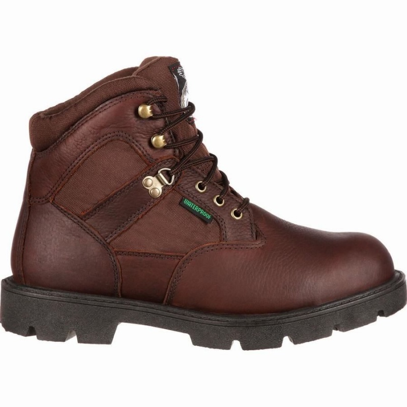 Botte Travail Georgia Boot Homeland Imperméables Homme Marron | QSOLMVA-82