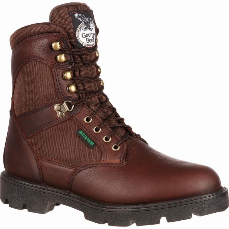 Botte Travail Georgia Boot Homeland Imperméables Homme Marron | USLAVHX-70