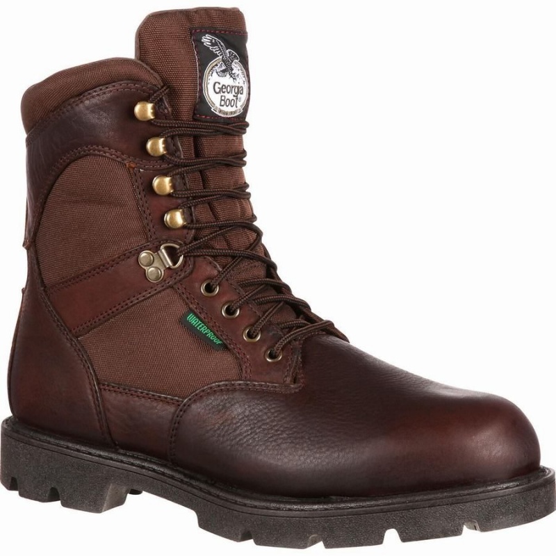 Botte Travail Georgia Boot Homeland Imperméables 600G Insulated Homme Marron | NHRVOZI-86