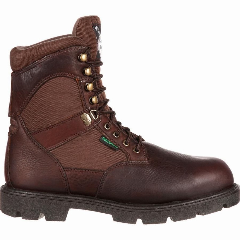 Botte Travail Georgia Boot Homeland Imperméables 600G Insulated Homme Marron | NHRVOZI-86