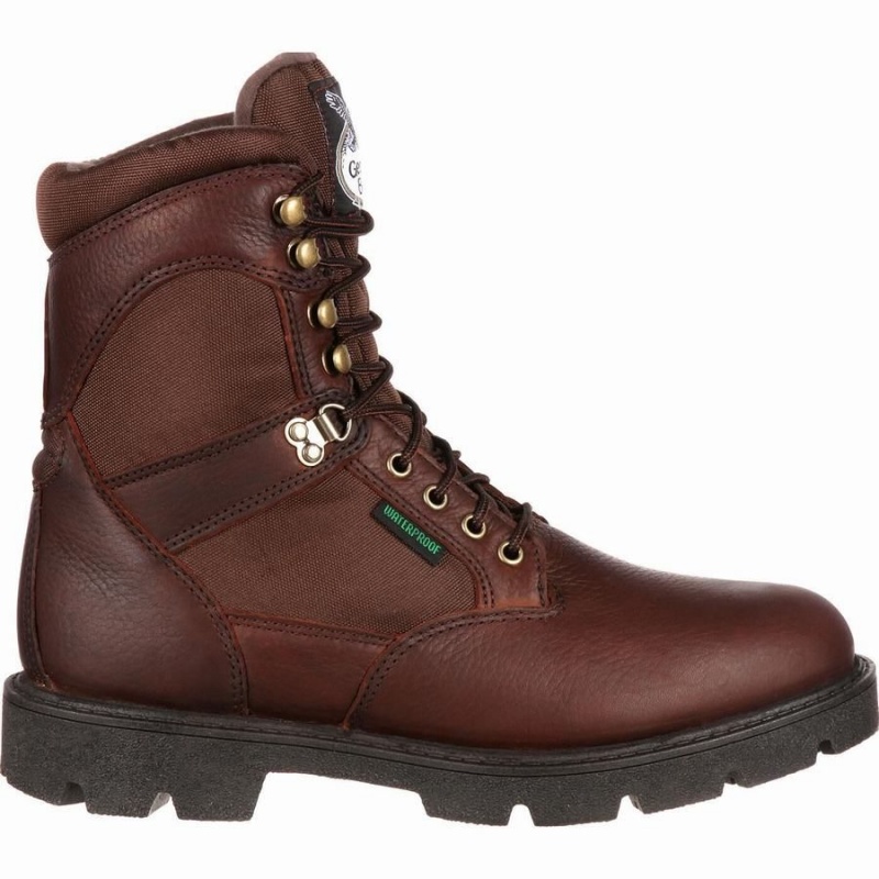 Botte Travail Georgia Boot Homeland Steel Embout Imperméables Homme Marron | WXSQLMF-39