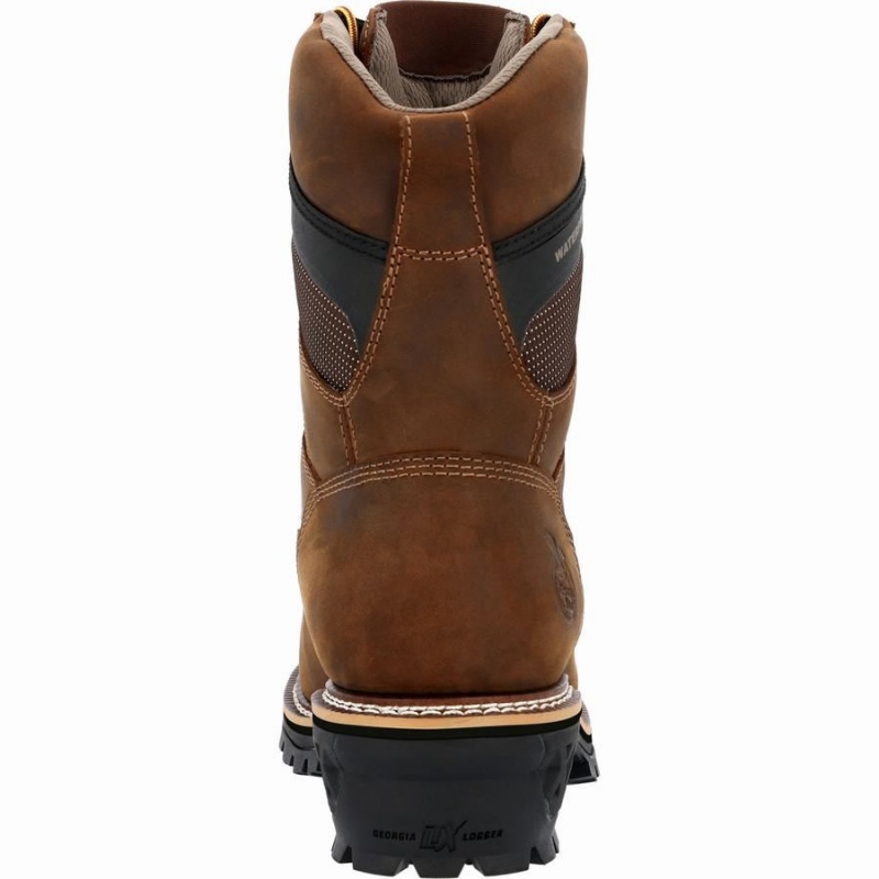 Botte Travail Georgia Boot LTX Logger Composite Embout Imperméables Homme Marron | XAWMGUV-48