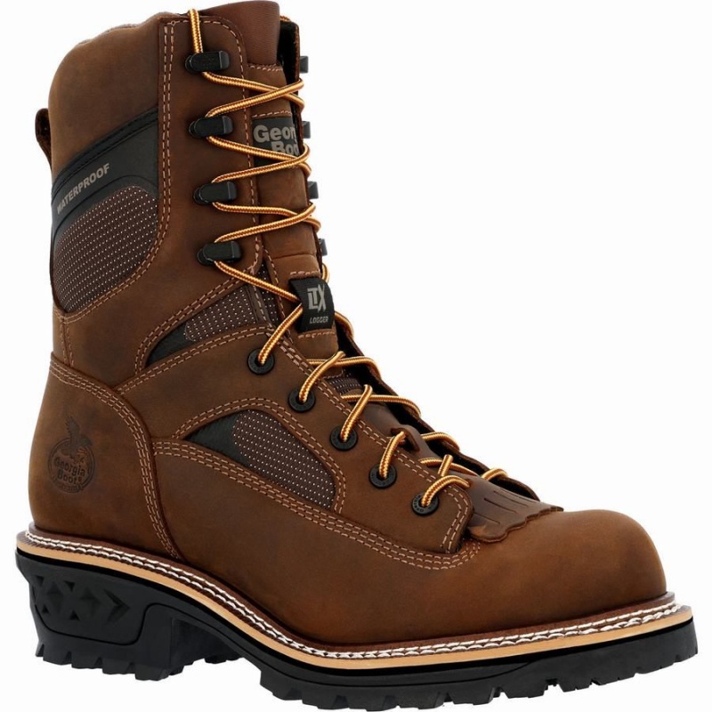 Botte Travail Georgia Boot LTX Logger Composite Embout Imperméables Homme Marron | XAWMGUV-48