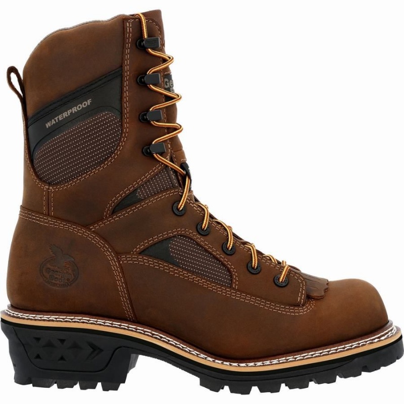 Botte Travail Georgia Boot LTX Logger Composite Embout Imperméables Homme Marron | XAWMGUV-48