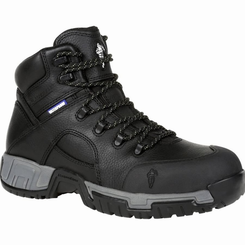 Botte Travail Georgia Boot Michelin® HydroEdge Steel Embout Puncture-Resistant Imperméables Homme Noir | FIRWSLD-82