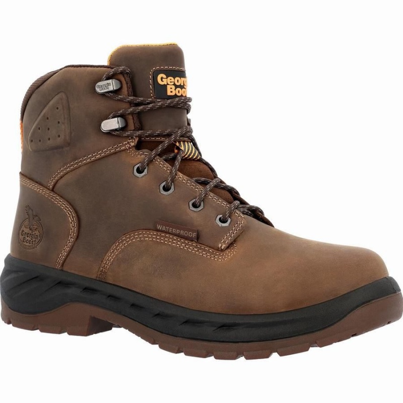 Botte Travail Georgia Boot OT Alloy Embout Imperméables Homme Marron | UGQPIZC-95