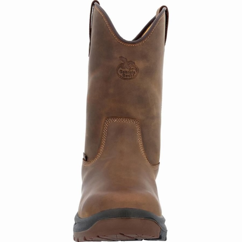 Botte Travail Georgia Boot OT Imperméables Pull On Homme Marron | SAJERUZ-12