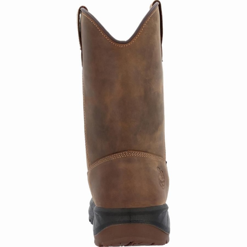 Botte Travail Georgia Boot OT Imperméables Pull On Homme Marron | SAJERUZ-12