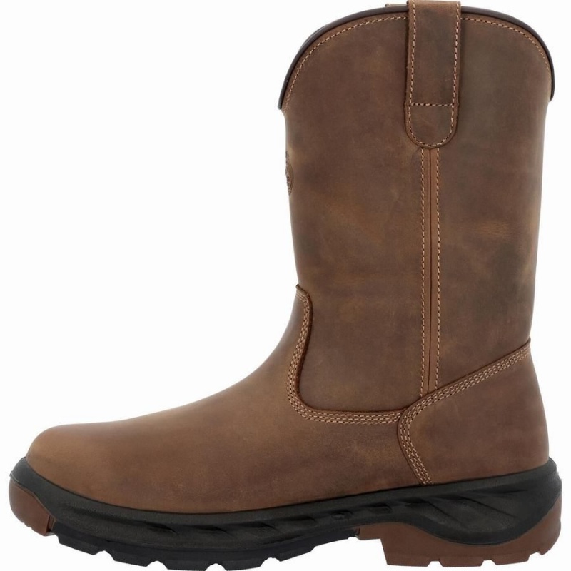 Botte Travail Georgia Boot OT Imperméables Pull On Homme Marron | SAJERUZ-12