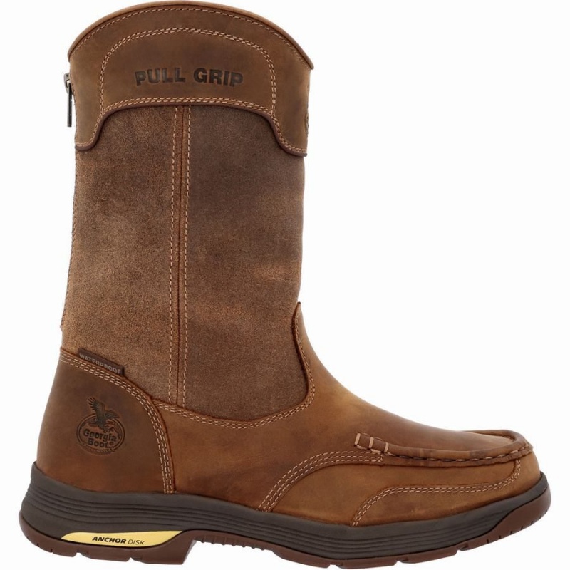 Bottes Caoutchouc Georgia Boot Athens SuperLyte Alloy Embout Imperméables Pull-On Homme Marron | YDKCZOL-43